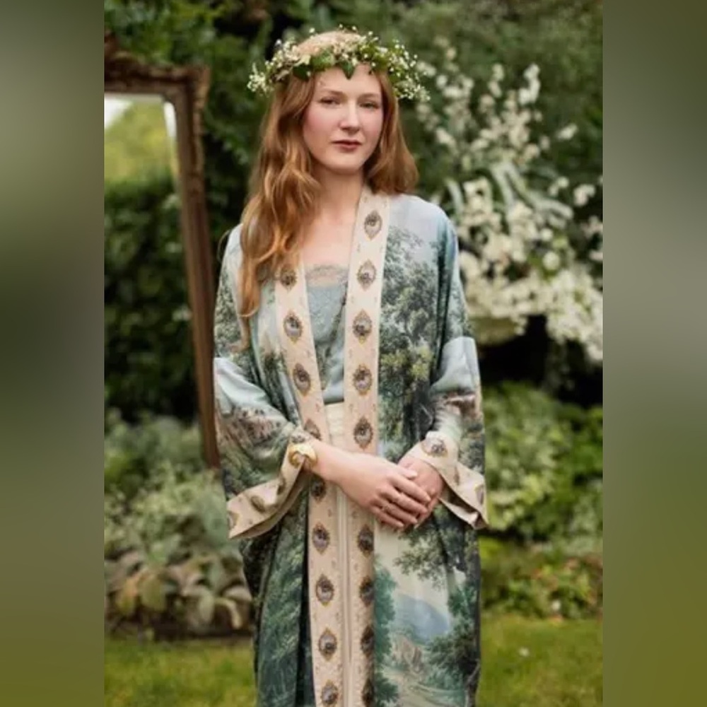 ⭐️New✨ Market of Stars Mythmaker Opera Duster Vintage Art Soft Kimono Robe - Picture 3 of 15